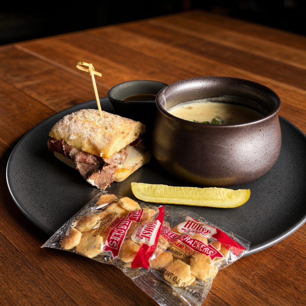 1/2 French w/Soup or Salad.