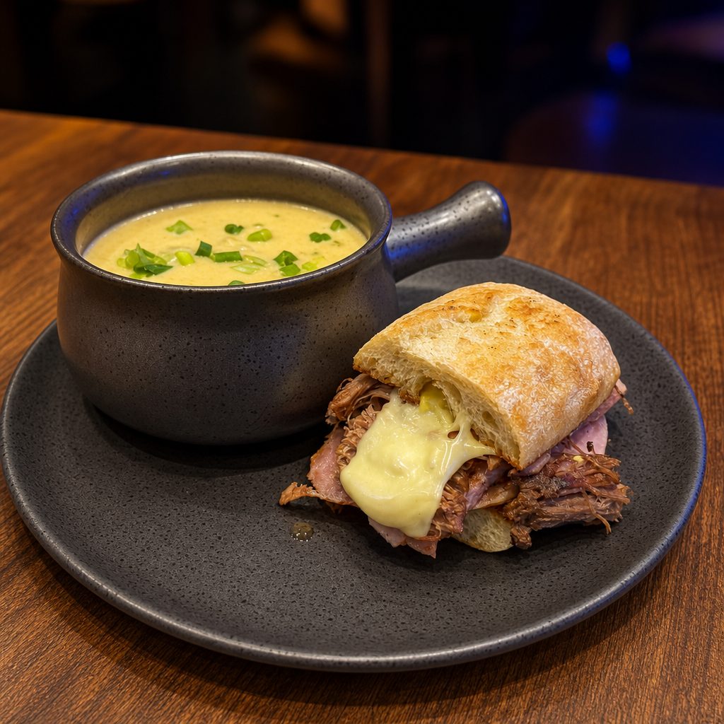 1/2 Cuban with Soup or Salad.