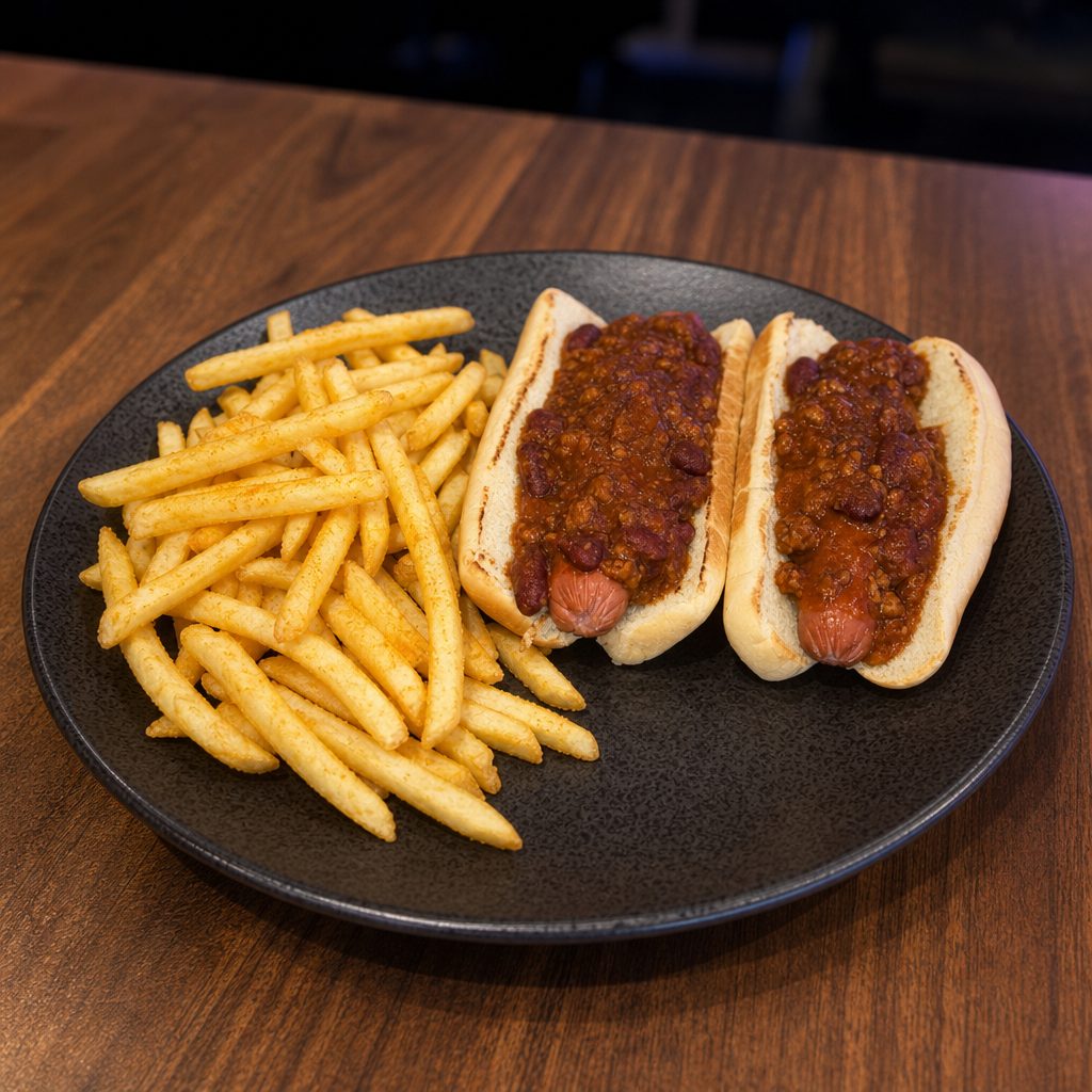 2 Chili Dogs w/ Fries.