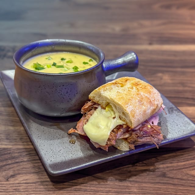 1/2 Cuban with Soup or Salad.