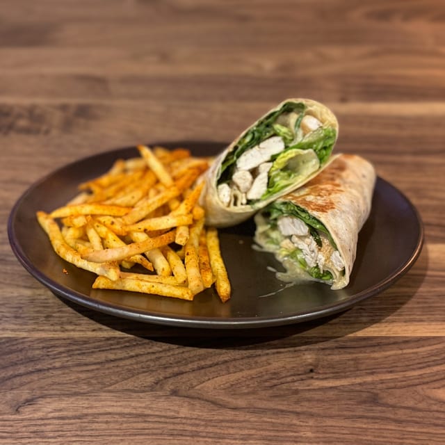Chicken Caesar Wrap w/ Fries.